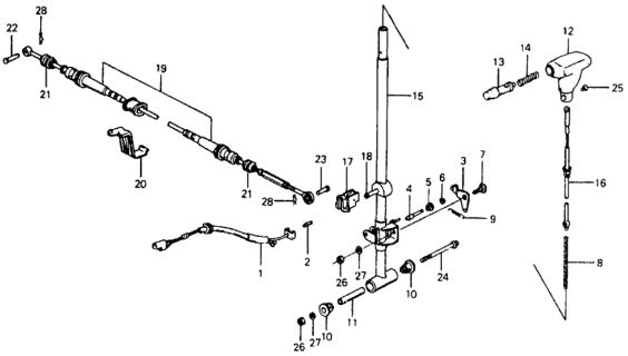 1978 Honda Civic Bolt, Selector Lever Stop Diagram for 54115-634-980