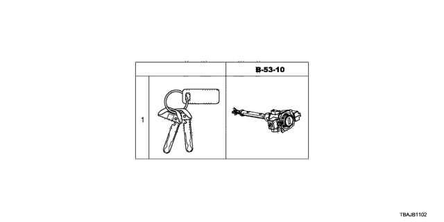 2018 Honda Civic Key Cylinder Set (Smart) Diagram