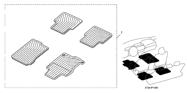 2015 Honda Accord 4 Door LX KL CVT All Season Floor Mats Diagram