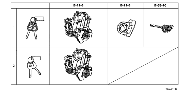 2020 Honda Civic Key Cylinder Set Diagram