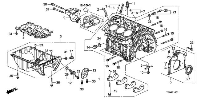2011 Honda Accord Cylinder Block - Oil Pan (V6) Diagram