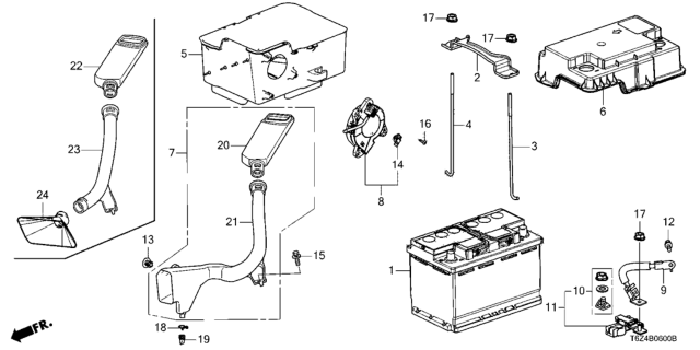 2017 Honda Ridgeline 4 Door RTL (2WD) KA 6AT Battery Diagram