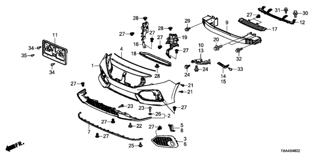 2017 Honda Civic 4 Door SI (HI-PERF TIRES) KA 6MT Front Bumper Diagram