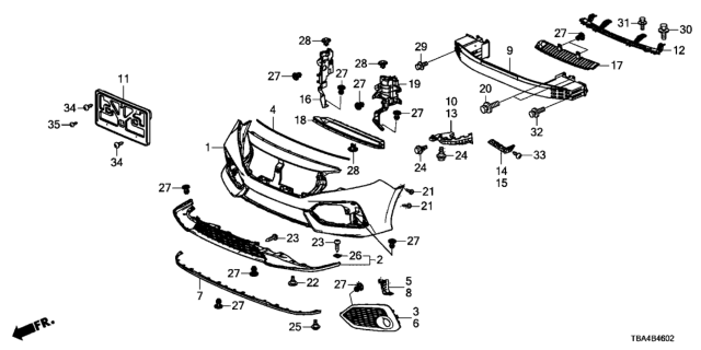 2017 Honda Civic Front Bumper Diagram