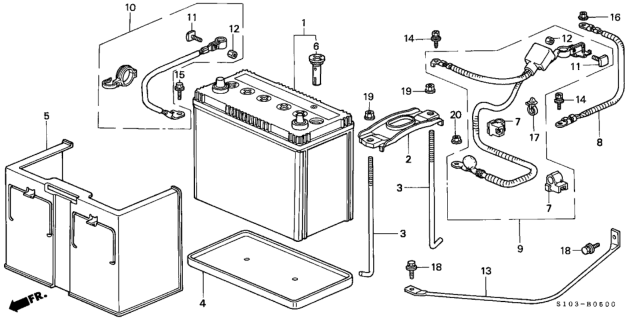 1999 Honda CR-V 5 Door LX (2WD) KA 4AT Battery Diagram