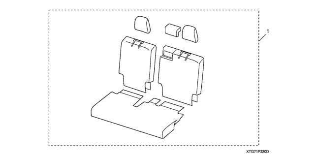 2020 Honda Pilot 5 Door EX (AWD/SENSING) KA 6AT Seat Covers (3RD Row) Diagram