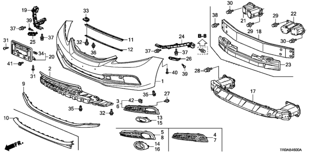 2013 Honda Civic Beam, R. FR. Bumper (Upper) Diagram for 71140-TR0-A00