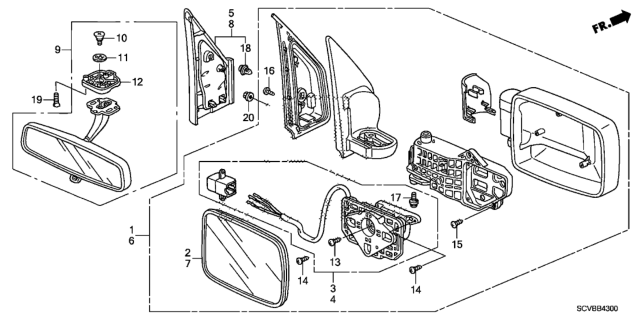 2011 Honda Element Mirror Assembly, Driver Side Door (Black) (R.C.) Diagram for 76250-SCV-A01ZB