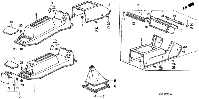 1988 Honda Accord Console Assy., FR. *YR89L* (PALMY BROWN) Diagram for 83410-SE3-980ZE