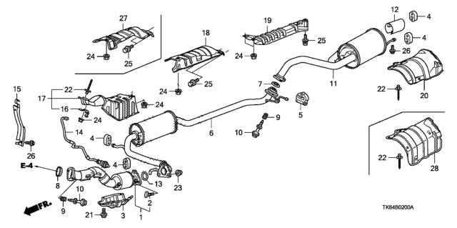 2011 Honda Fit Sensor, Rear Oxygen Diagram for 36532-RB1-004