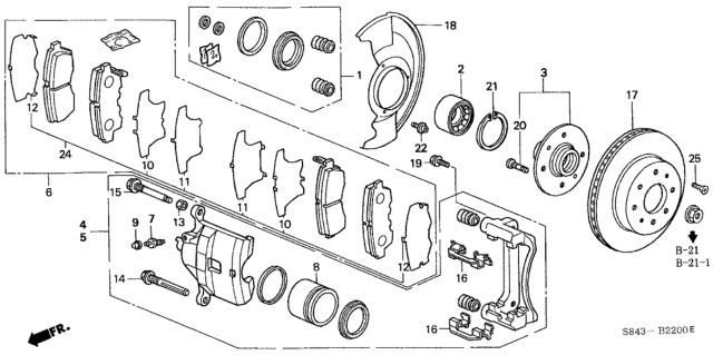 1998 Honda Accord Front Brake Diagram