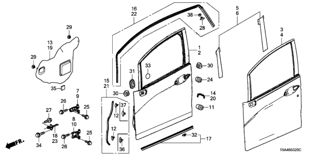 2017 Honda Fit Checker, Right Front Door Diagram for 72340-T5A-003