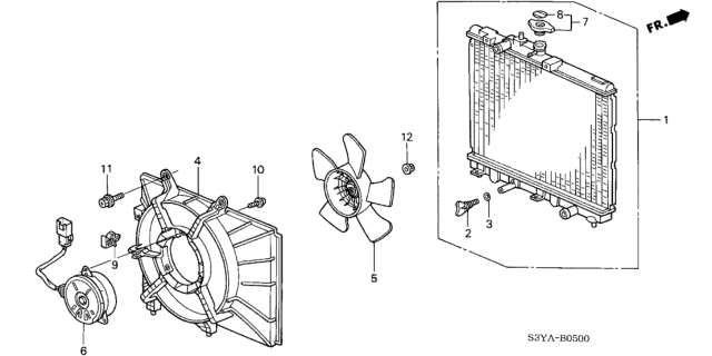 2005 Honda Insight Motor, Cooling Fan Diagram for 19030-PHM-A01