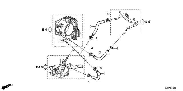 2014 Honda Ridgeline 4 Door RTL-S (SPECIAL EDITION) KA 5AT Water Hose Diagram
