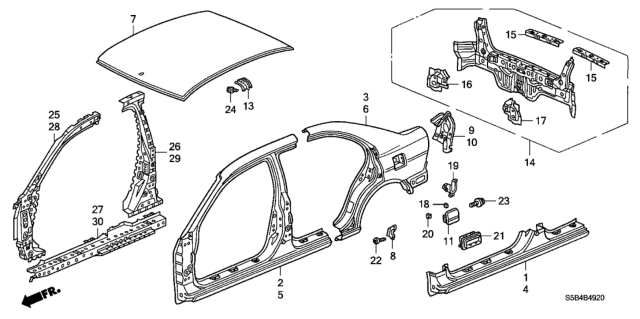 2003 Honda Civic Gutter, R. RR. Diagram for 63320-S5A-A00ZZ