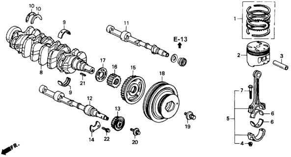 1992 Honda Accord Crankshaft - Piston Diagram