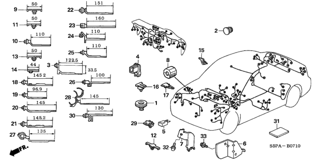 2005 Honda Civic Harness Band - Bracket Diagram