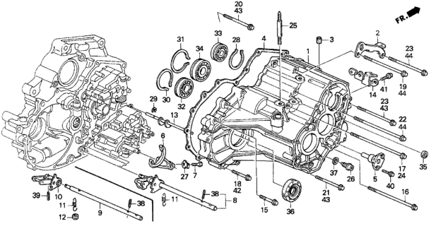 1994 Honda Del Sol 2 Door SI KL 4AT AT Transmission Housing Diagram