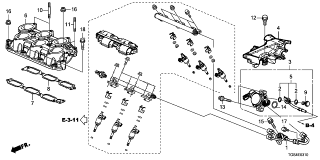 2020 Honda Passport 5 Door EXL (AWD) KA 9AT Fuel High Pressure Pump Diagram