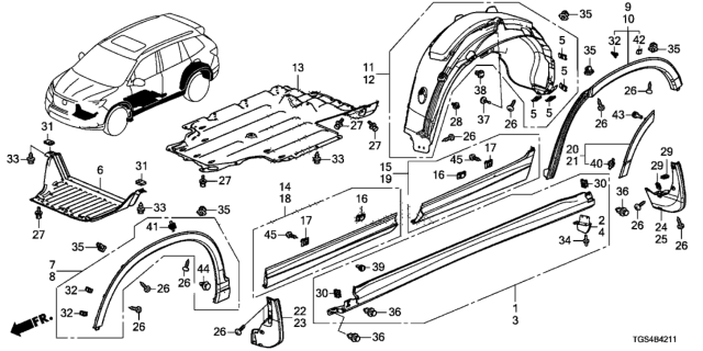 2020 Honda Passport Side Sill Garnish Diagram