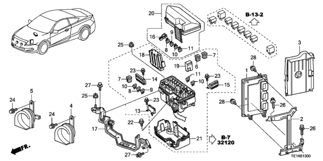 2012 Honda Accord Control Unit (Engine Room) (L4) Diagram