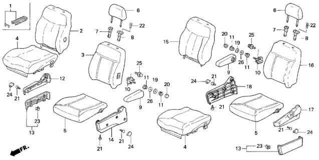 1998 Honda Odyssey 5 Door LX (6 SEATS) KA 4AT Middle Seat (Removable) Diagram