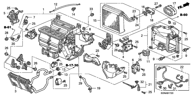 2007 Honda Accord 2 Door EXL KA 5MT Heater Unit Diagram