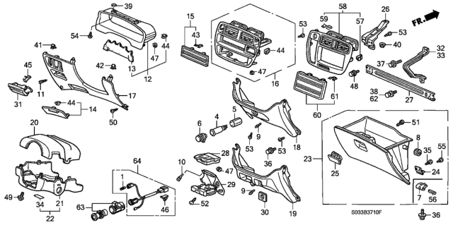 2000 Honda Civic Clip, Snap Fitting Diagram for 90665-S04-003