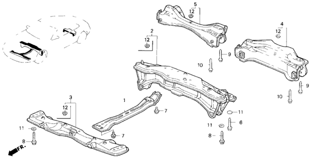 1993 Honda Prelude Beam, RR. Diagram for 50200-SS0-A00