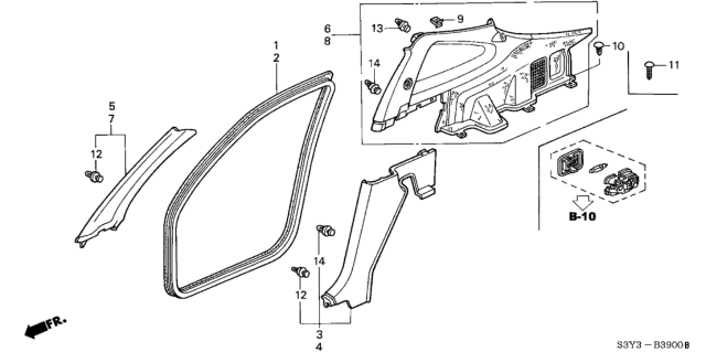 2002 Honda Insight Lining Assy., L. Center (Lower) *NH293L* (SEAGULL GRAY) Diagram for 83781-S3Y-000ZA