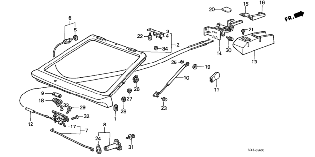 1986 Honda Accord Tailgate Diagram