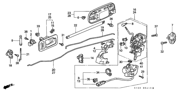 1999 Honda CR-V 5 Door EX KA 5MT Rear Door Locks Diagram