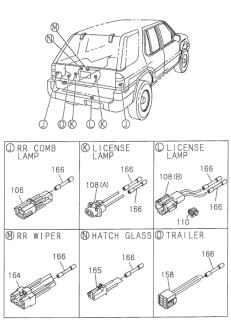 1998 Honda Passport 4 Door 4EX KA 4AT Wiring Harness Connector (Rear) Diagram