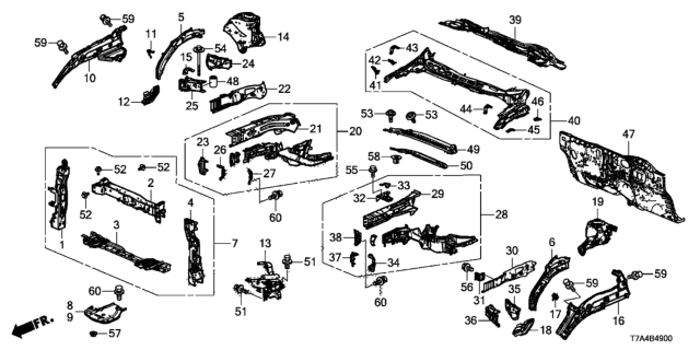 2021 Honda HR-V Front Bulkhead - Dashboard Diagram