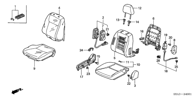 2002 Honda Civic Cover, Right Front Seat-Back Trim (Gray) Diagram for 81121-S5A-A31ZA