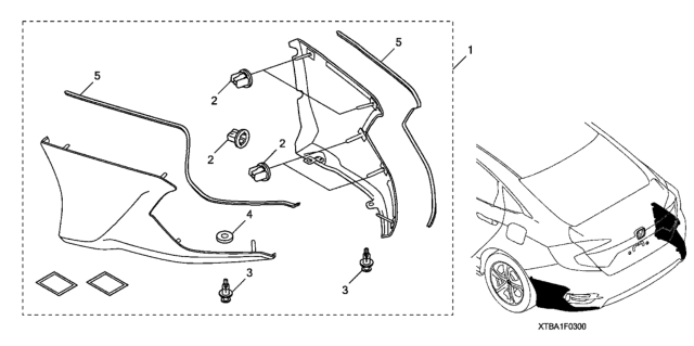 2017 Honda Civic Spoiler - Rear Underbody Diagram