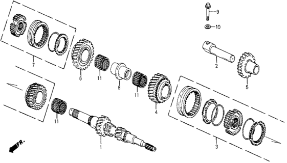 1987 Honda Civic 5 Door 4WD KA 5MT MT Mainshaft Diagram