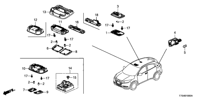 2016 Honda HR-V Mic Assy, *NH882L* Diagram for 39180-T7J-H31ZA