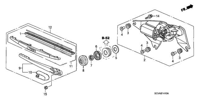 2008 Honda Element Arm & Blade, Rear Windshield Wiper Diagram for 76740-SCV-A01