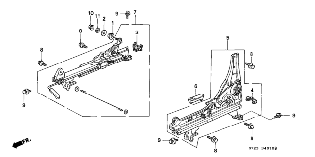 1997 Honda Accord Front Seat Components Diagram 1