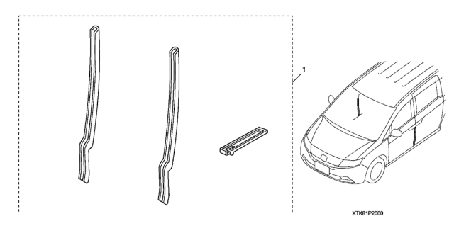 2015 Honda Odyssey 5 Door EXL (LEATHER/RES) KA 6AT Door Edge Guards Diagram