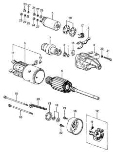 1982 Honda Civic 4 Door ** (1500) KL HMT Starter Motor Components (Hitachi) Diagram