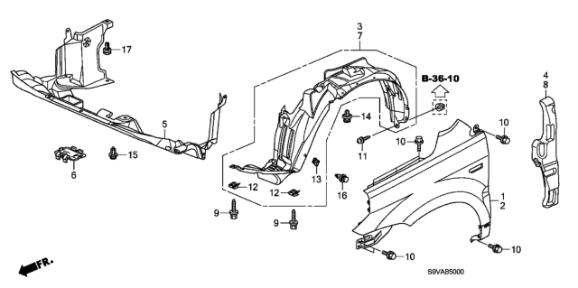 2008 Honda Pilot Front Fenders Diagram