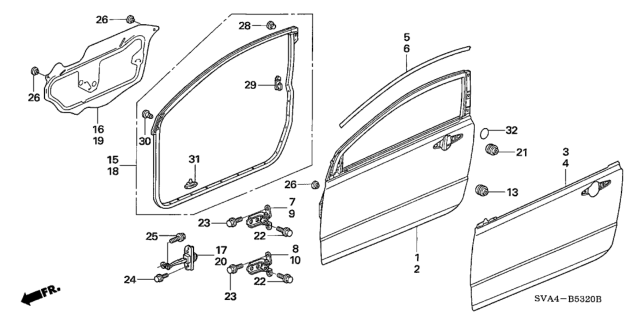 2009 Honda Civic Hinge, Right Front Door (Lower) Diagram for 67420-S5P-A01ZZ