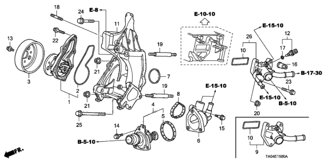 2009 Honda Accord Thermostat Assembly (Fuji Seiko) Diagram for 19301-R40-A01