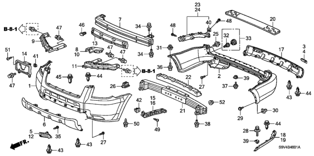 2007 Honda Pilot Bumpers Diagram