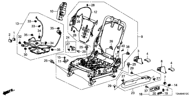 2016 Honda Accord 4 Door SPORT KA CVT Front Seat Components (Driver Side) (Power Seat) (TS Tech) Diagram