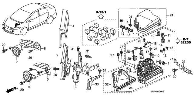 2007 Honda Civic Cover, Relay Box (Upper) Diagram for 38256-SNA-A21