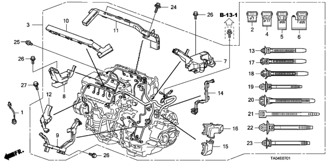 2011 Honda Accord Holder H, Engine Harness Diagram for 32134-R70-A00