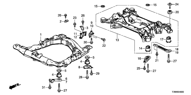 2017 Honda Accord Front Sub Frame - Rear Beam Diagram